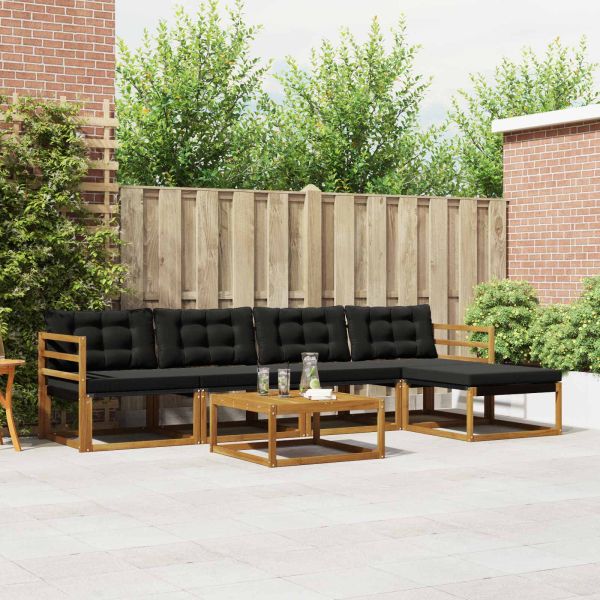 Комплект дивани за открито 6 pcs Естествено и черно