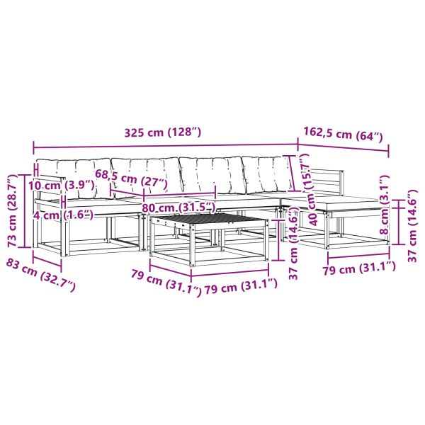 Комплект дивани за открито 6 pcs Естествено и черно