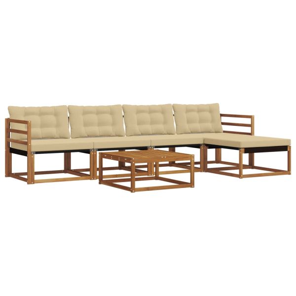 Комплект дивани за открито 6 pcs Натурален и Бежов
