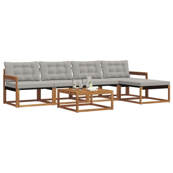 Комплект дивани за открито 6 pcs Естествено и светло сиво