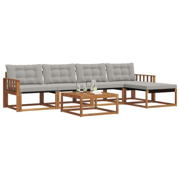 Комплект дивани за открито 6 pcs Естествено и светло сиво