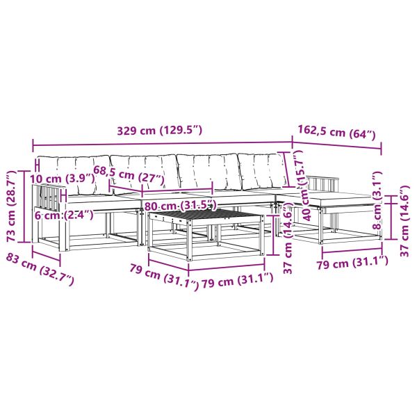 Комплект дивани за открито 6 pcs Естествено и светло сиво