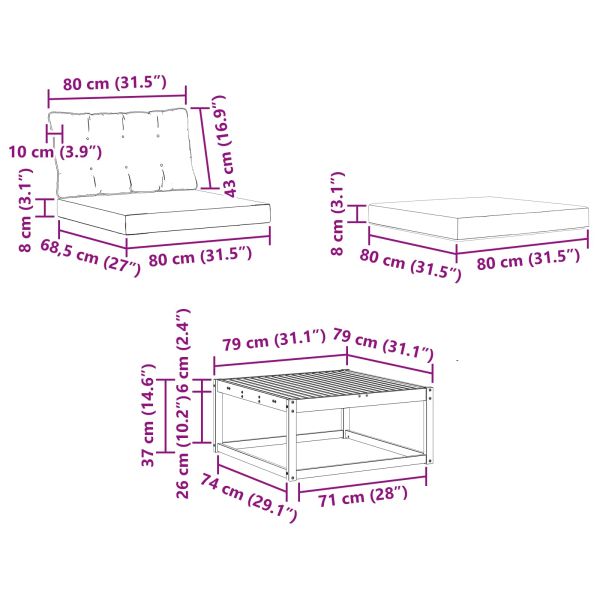 Комплект дивани за открито 6 pcs Естествено и черно