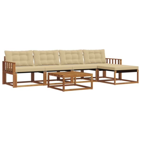 Комплект дивани за открито 6 pcs Натурален и Бежов
