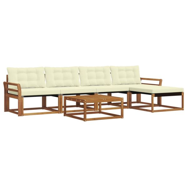 Комплект дивани за открито 6 pcs Натурален и Крема
