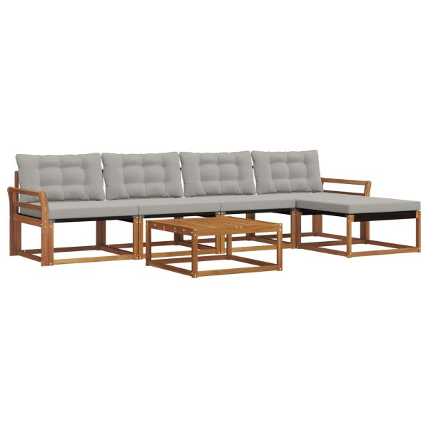 Комплект дивани за открито 6 pcs Естествено и светло сиво