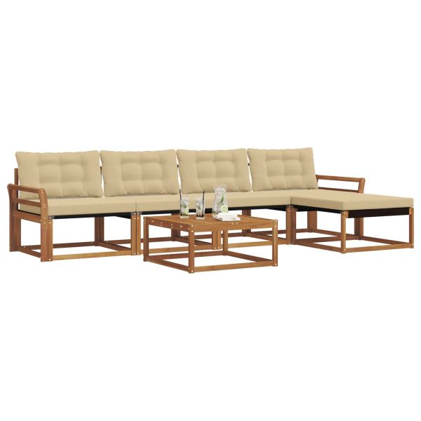 Комплект дивани за открито 6 pcs Натурален и Бежов