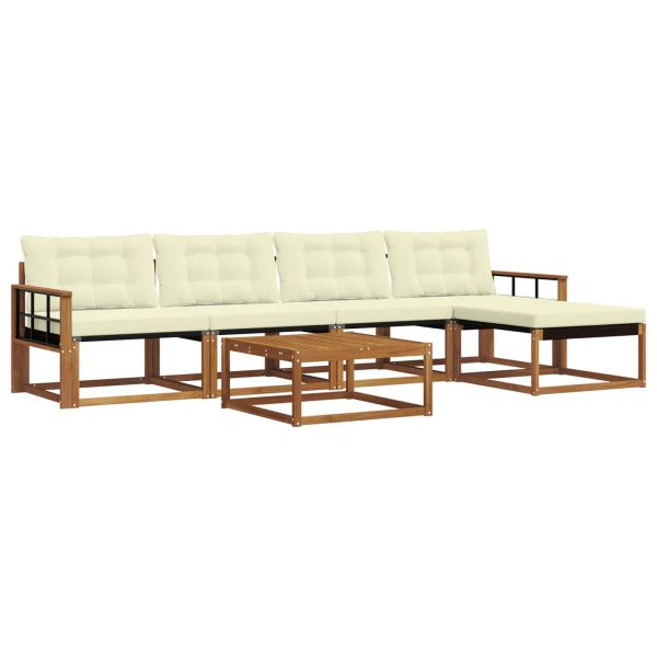 Комплект дивани за открито 6 pcs Натурален и Крема