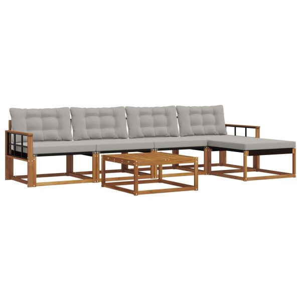 Комплект дивани за открито 6 pcs Естествено и светло сиво