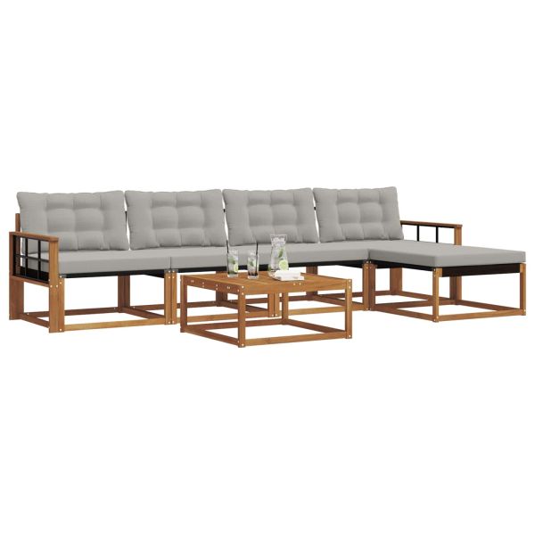 Комплект дивани за открито 6 pcs Естествено и светло сиво