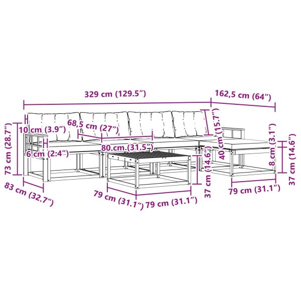 Комплект дивани за открито 6 pcs Натурален и Бежов