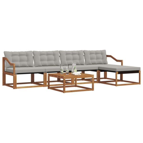 Комплект дивани за открито 6 pcs Естествено и светло сиво