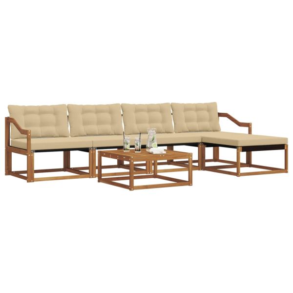 Комплект дивани за открито 6 pcs Натурален и Бежов