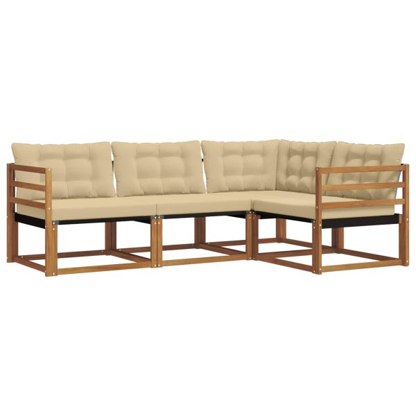 Комплект дивани с възглавница 4 pcs Натурален и Бежов