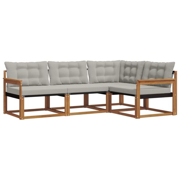 Комплект дивани за открито 4 pcs Естествено и светло сиво