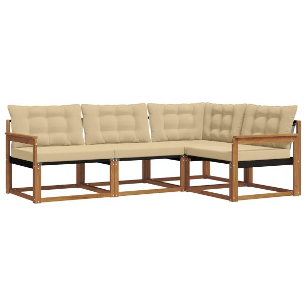 Комплект дивани с възглавница 4 pcs Натурален и Бежов