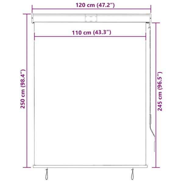 Външна ролетна щора, 120x250 см, синьо и бяло