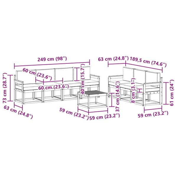 Комплект дивани за открито 8 pcs Естествено и светло сиво