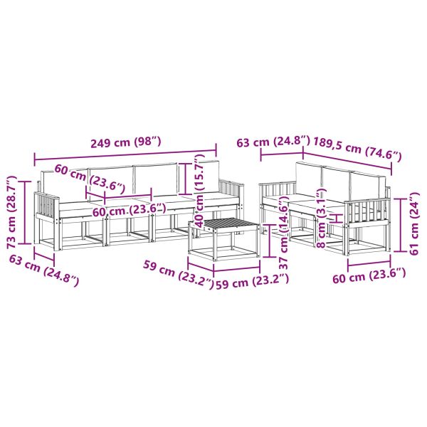Комплект дивани с възглавница 8 pcs Натурален и Крема