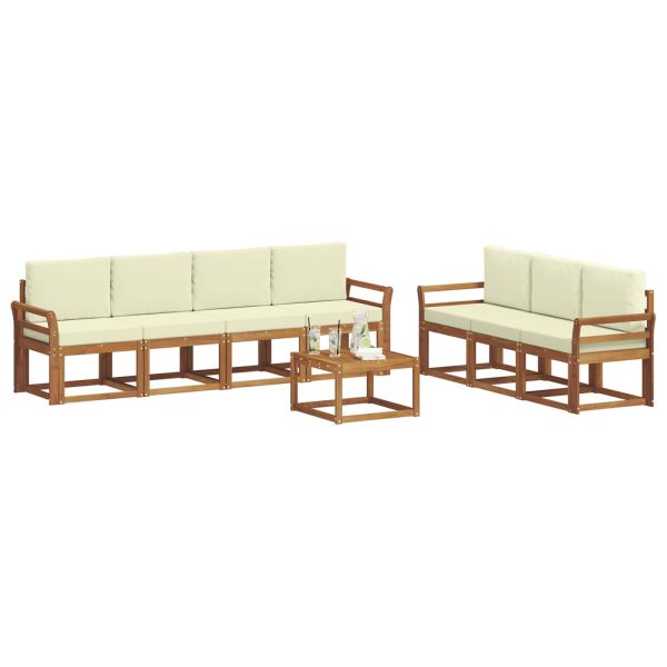 Комплект дивани с възглавница 8 pcs Натурален и Крема