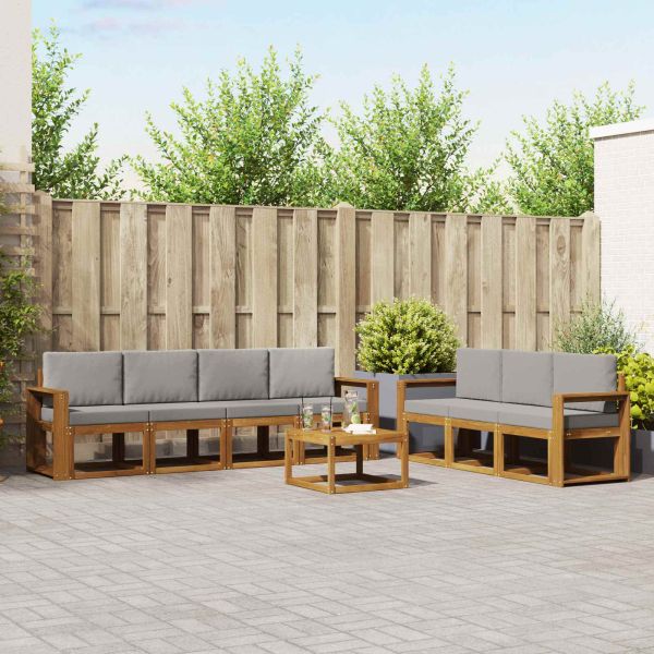 Комплект дивани за открито 8 pcs Естествено и светло сиво