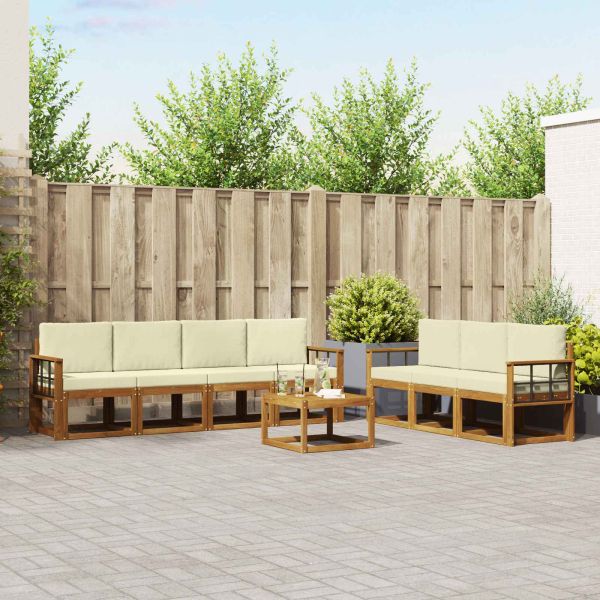 Комплект дивани с възглавница 8 pcs Натурален и Крема