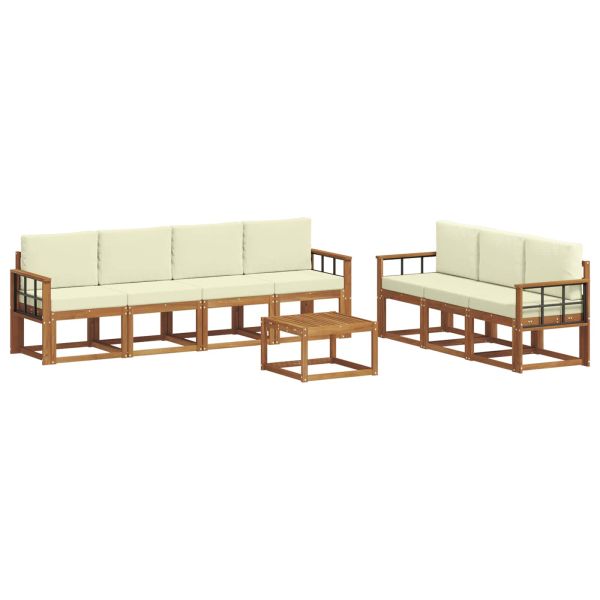 Комплект дивани с възглавница 8 pcs Натурален и Крема