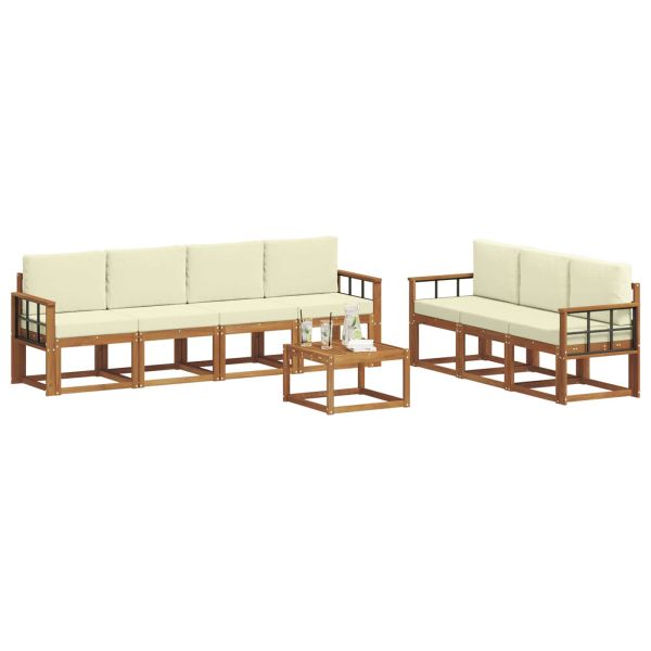 Комплект дивани с възглавница 8 pcs Натурален и Крема