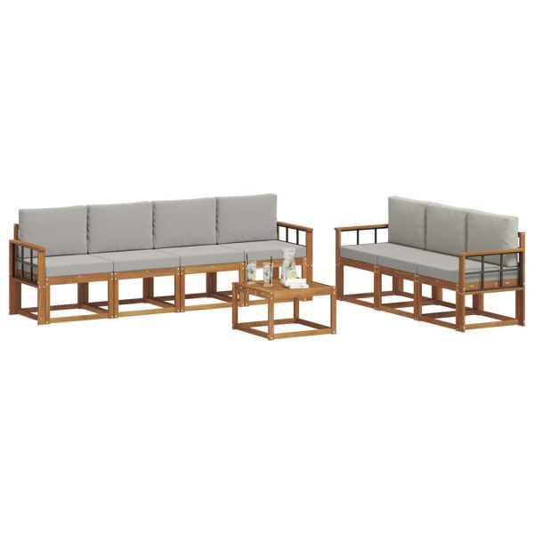 Комплект дивани с възглавница 8 pcs Естествено и светло сиво