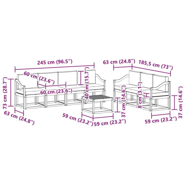 Комплект дивани за открито 8 pcs Естествено и светло сиво
