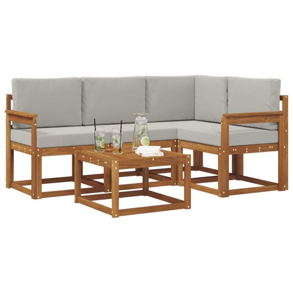 Комплект дивани за открито 5 pcs Естествено и светло сиво