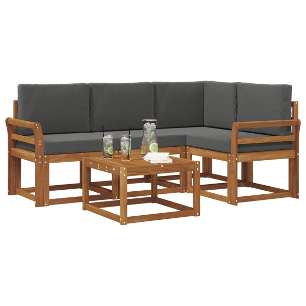 Комплект дивани за открито 5 pcs Натурален и Антрацит