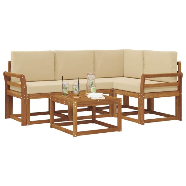 Комплект дивани за открито 5 pcs Натурален и Бежов