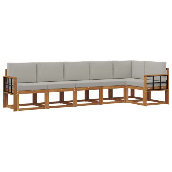 Комплект дивани за открито 6 pcs Естествено и светло сиво