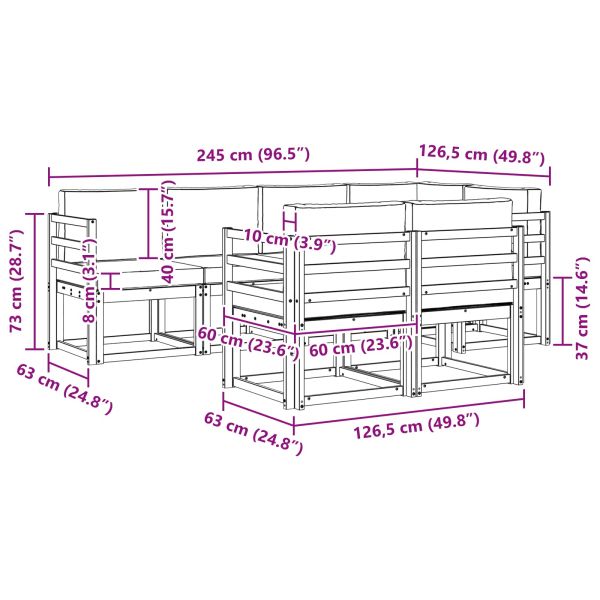 Комплект дивани с възглавница 7 pcs Естествено и светло сиво