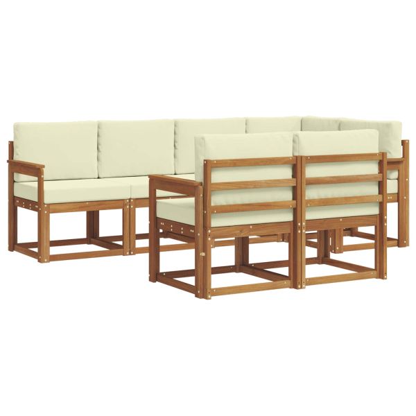 Комплект дивани с възглавница 7 pcs Натурален и Крема