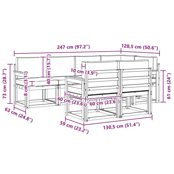 Комплект дивани с възглавница 7 pcs Натурален и Крема