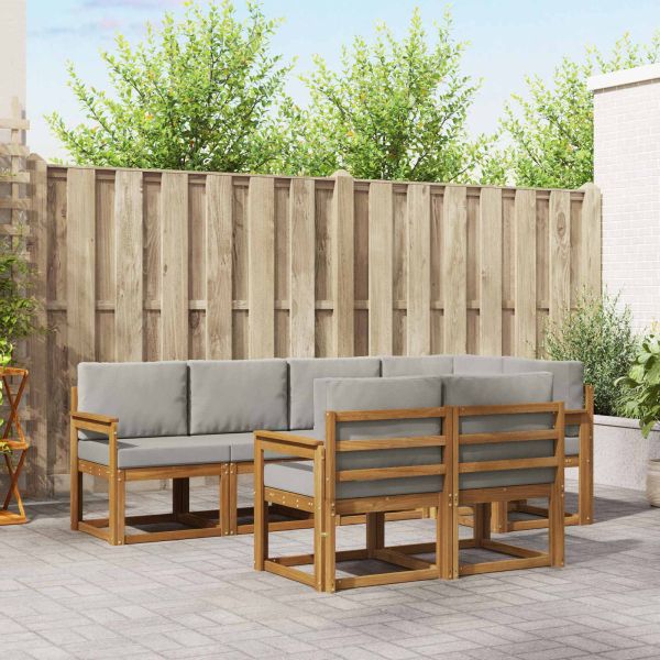 Комплект дивани с възглавница 7 pcs Естествено и светло сиво