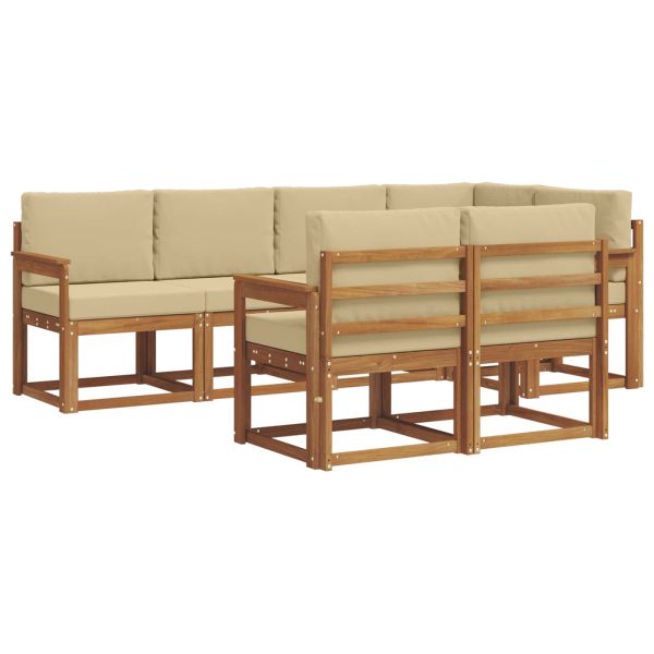 Комплект дивани с възглавница 7 pcs Натурален и Бежов