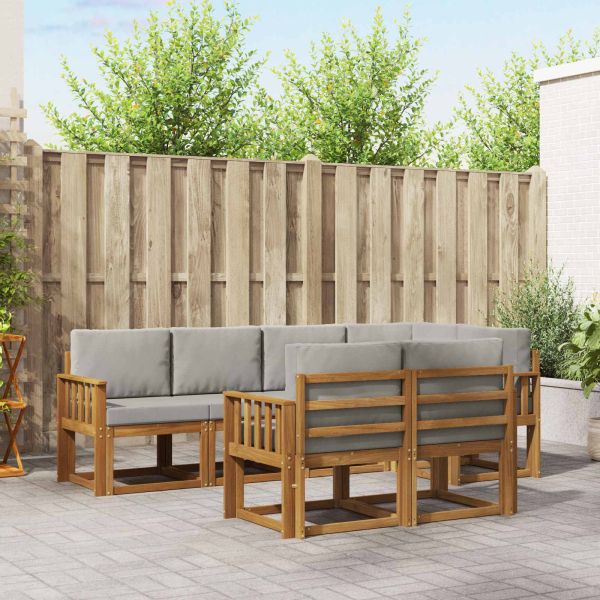 Комплект дивани с възглавница 7 pcs Естествено и светло сиво