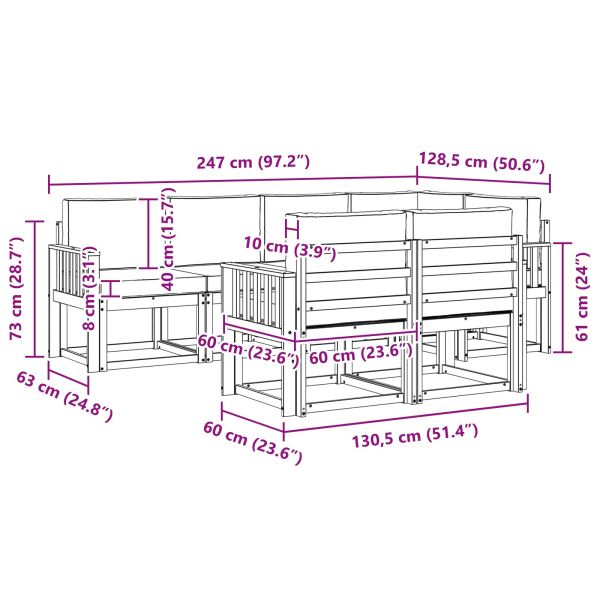 Комплект дивани с възглавница 7 pcs Натурален и Бежов