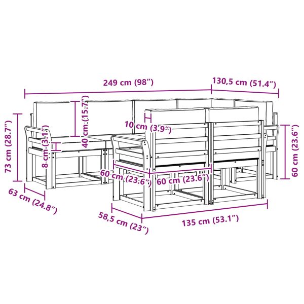 Комплект дивани за открито 6 pcs Естествен 63 x 63 x 73 см