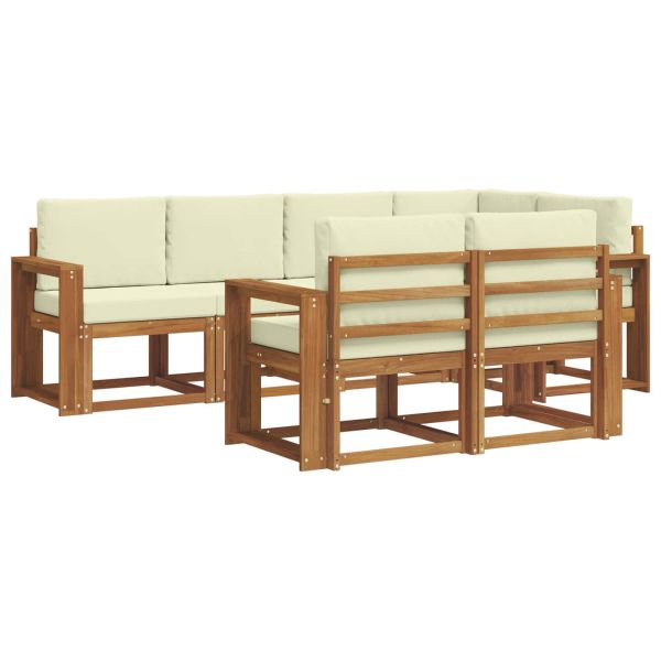 Комплект дивани с възглавница 7 pcs Натурален и Крема