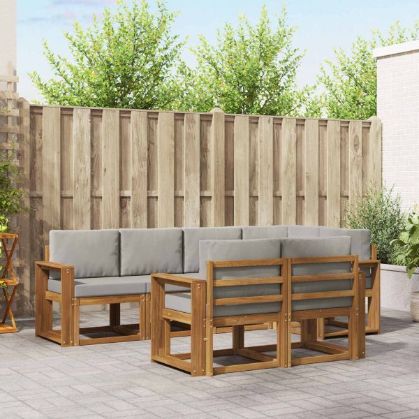 Комплект дивани с възглавница 7 pcs Естествено и светло сиво