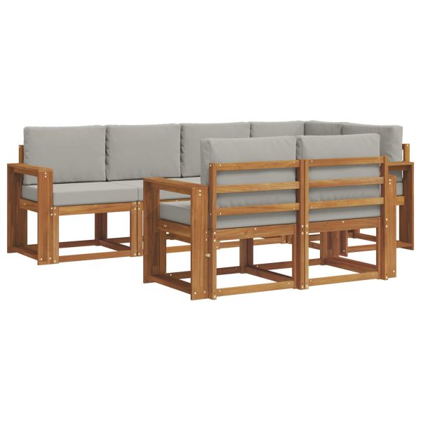 Комплект дивани с възглавница 7 pcs Естествено и светло сиво