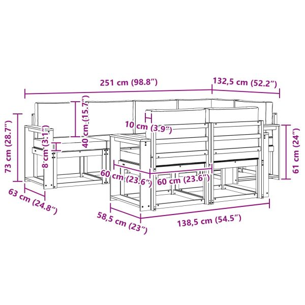 Комплект дивани с възглавница 7 pcs Естествено и светло сиво