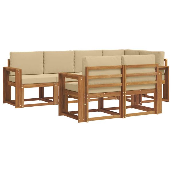 Комплект дивани с възглавница 7 pcs Натурален и Бежов