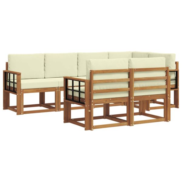 Комплект дивани с възглавница 7 pcs Натурален и Крема