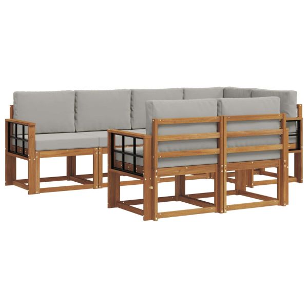 Комплект дивани с възглавница 7 pcs Естествено и светло сиво