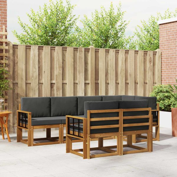 Комплект дивани за открито 7 pcs Натурален и Антрацит